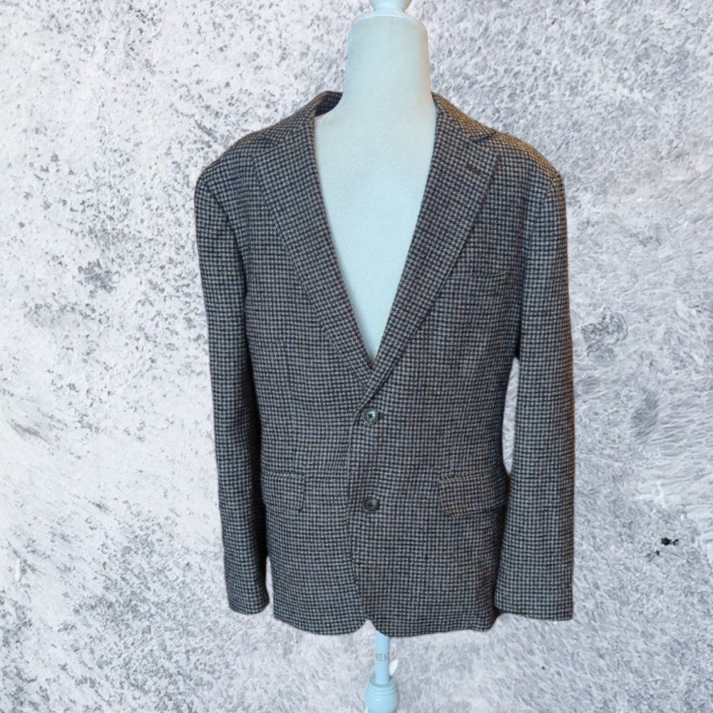 Bonobos unconstructed athletic fit wool/silk brown houndstooth sport coat sz 38S